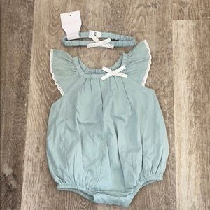 Shabby Chic Romper w/ headband 3-6 months